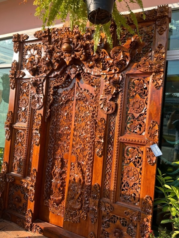 Bali hand carved teak doors