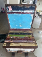 A pair of delightful  solid teak wood boat  chairs 